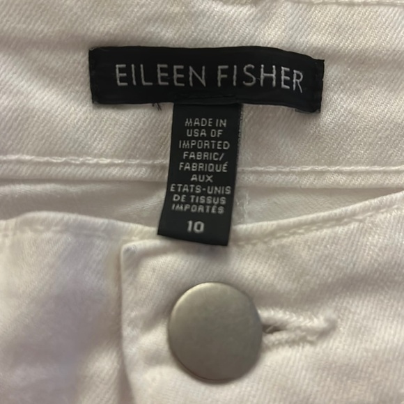 Eileen Fisher White Denim Straight Leg taper ankle Jeans - Size 10 EUC Stretch - Picture 5 of 6